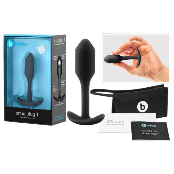 b-vibe Snug Plug 1 - anál dildó belső súllyal (55g) - fekete