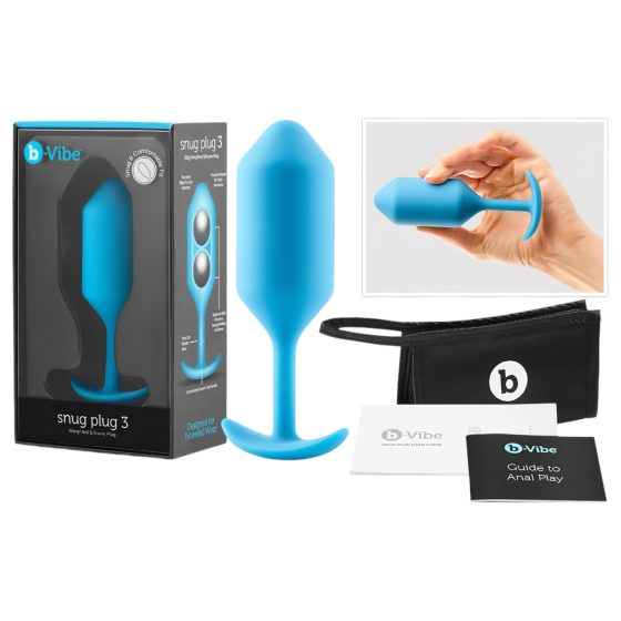 b-vibe Snug Plug 3 - dupla golyós anál plug (180g) - kék