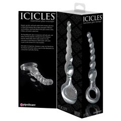   Icicles No. 67 - gömbös üveg dildó fogógyűrűvel (áttetsző)