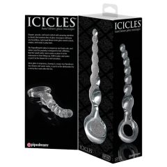   Icicles No. 67 - gömbös üveg dildó fogógyűrűvel (áttetsző)