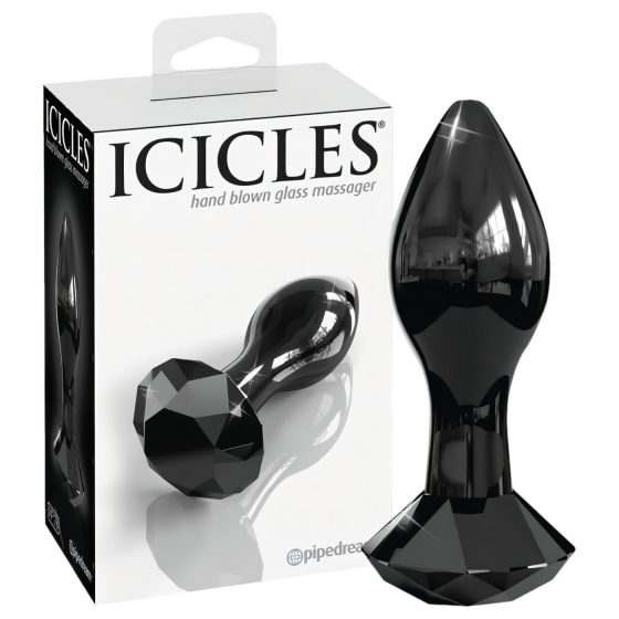 Icicles No. 78 - kúpos üveg anál plug (fekete)