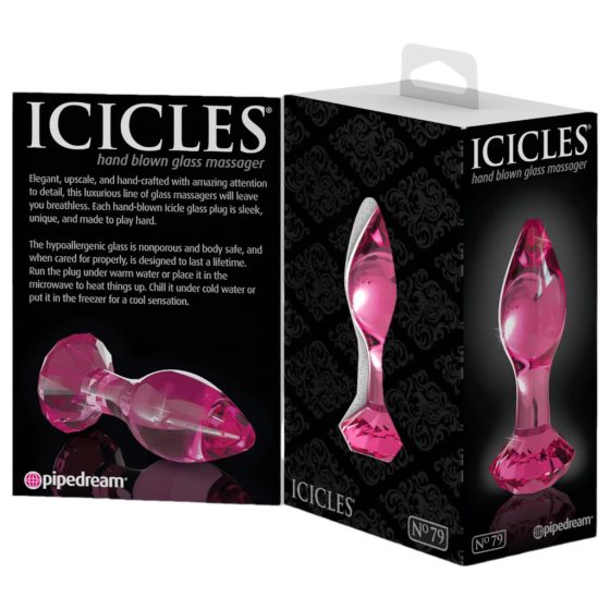 Icicles No. 79 - kúpos üveg anál dildó (pink)