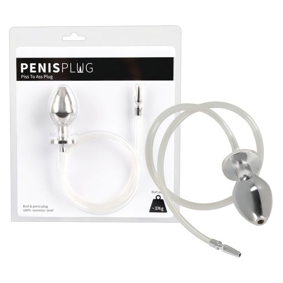 Piss to Ass Plug - üreges anál plug húgycsőtágítóval