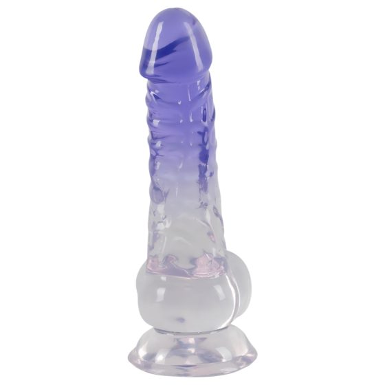 / Crystal Clear - talpas herés dildó - 19,5 cm (áttetsző-lila)