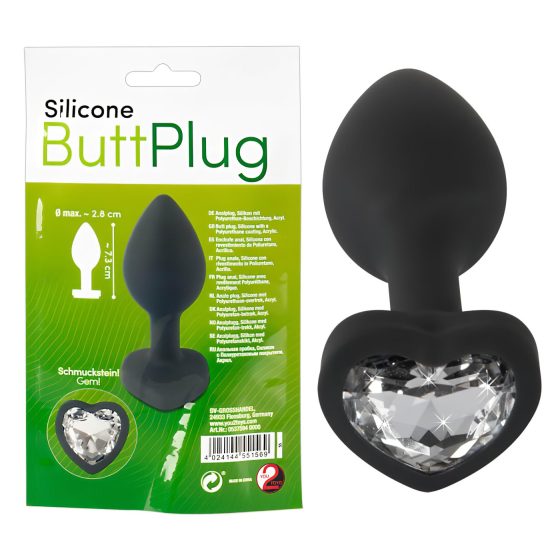 You2Toys Butt Plug - fehér köves anál plug (fekete)