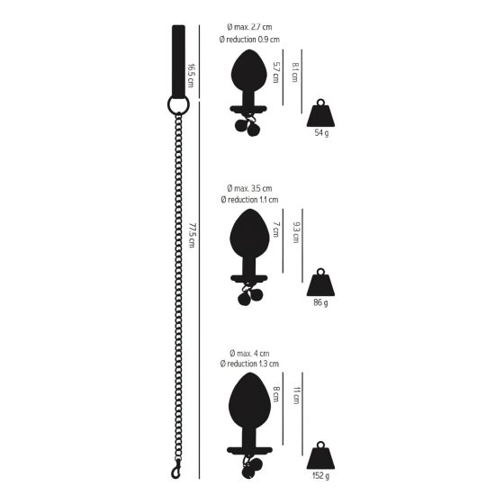 You2Toys - Butt Plug Set - anál plug szett pórázzal (ezüst)