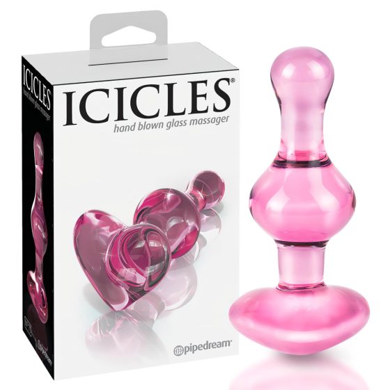 Icicles No. 75 - szíves, üveg anál plug (pink)