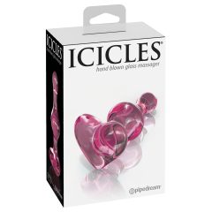 Icicles No. 75 - szíves, üveg anál plug (pink)