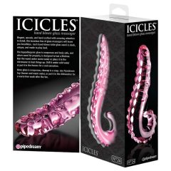 Icicles No. 24 - bordás nyelv üveg dildó (pink)