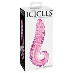 Icicles No. 24 - bordás nyelv üveg dildó (pink)