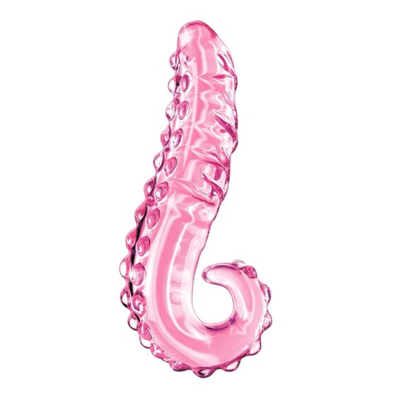 Icicles No. 24 - bordás nyelv üveg dildó (pink)