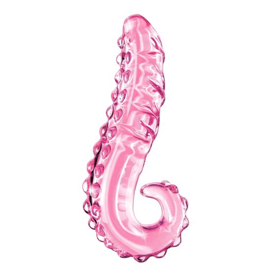 Icicles No. 24 - bordás nyelv üveg dildó (pink)