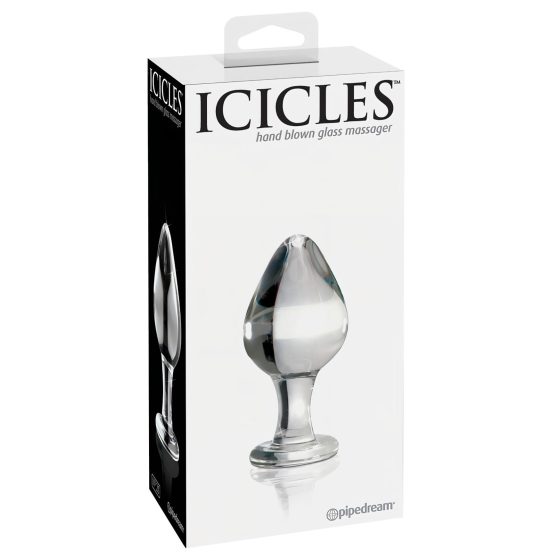 Icicles No. 25 - kúpos, üveg anál dildó (áttetsző)