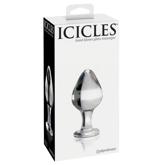 Icicles No. 25 - kúpos, üveg anál plug (áttetsző)