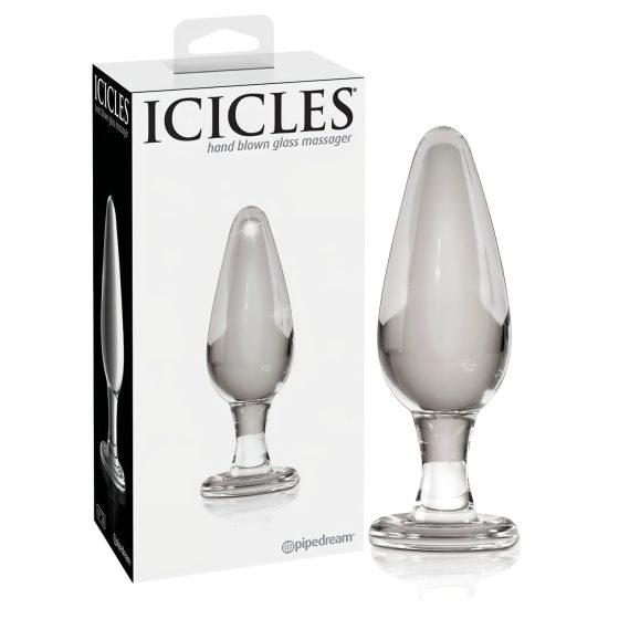 Icicles No. 26 - kúpos, üveg anál dildó (áttetsző)