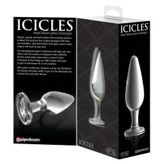 Icicles No. 26 - kúpos, üveg anál dildó (áttetsző)