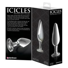 Icicles No. 26 - kúpos, üveg anál plug (áttetsző)