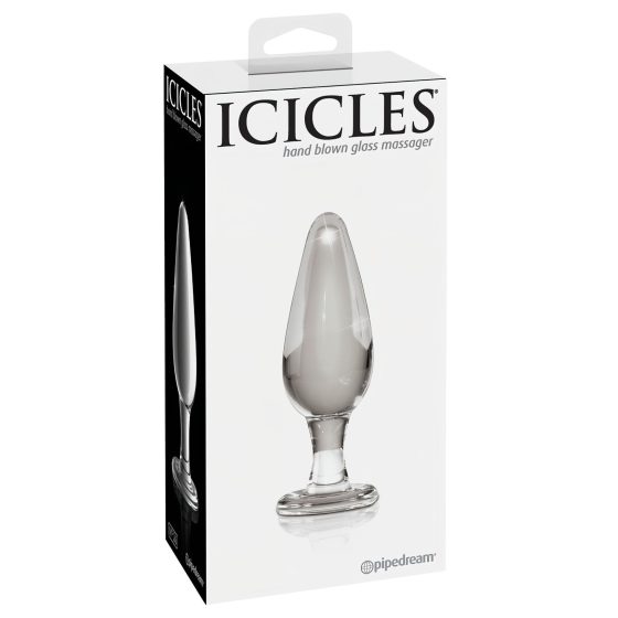 Icicles No. 26 - kúpos, üveg anál dildó (áttetsző)