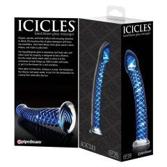 Icicles No. 29 - spirális, péniszes üveg dildó (kék)