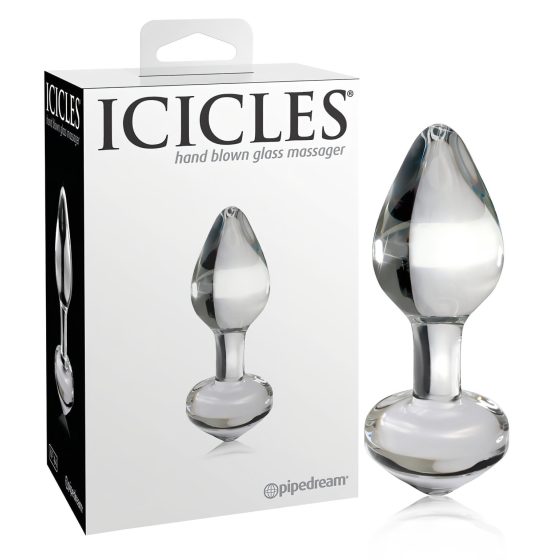 Icicles No. 44 - kúpos, üveg anál plug (áttetsző)