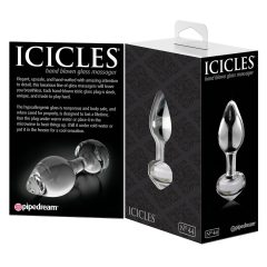 Icicles No. 44 - kúpos, üveg anál dildó (áttetsző)