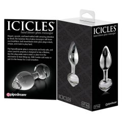 Icicles No. 44 - kúpos, üveg anál plug (áttetsző)