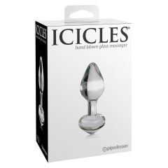 Icicles No. 44 - kúpos, üveg anál dildó (áttetsző)