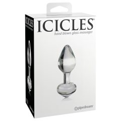 Icicles No. 44 - kúpos, üveg anál plug (áttetsző)