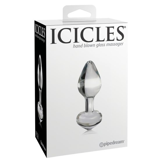 Icicles No. 44 - kúpos, üveg anál dildó (áttetsző)