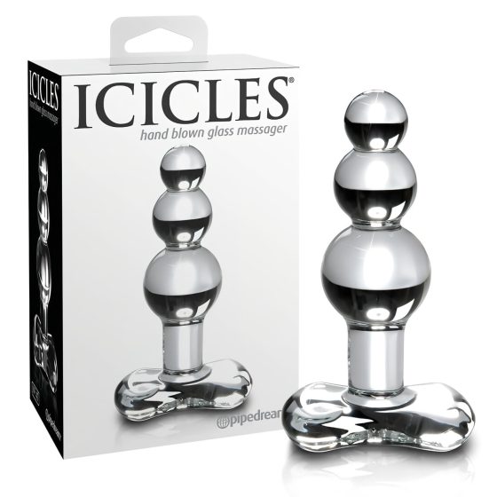 Icicles No. 47 - tripla gyöngyös, üveg anál plug (áttetsző)