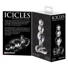   Icicles No. 47 - tripla gyöngyös, üveg anál dildó (áttetsző)