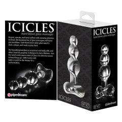   Icicles No. 47 - tripla gyöngyös, üveg anál plug (áttetsző)