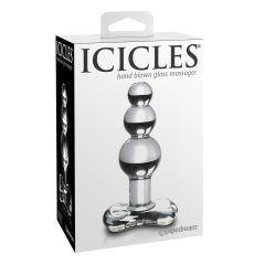   Icicles No. 47 - tripla gyöngyös, üveg anál dildó (áttetsző)