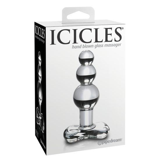 Icicles No. 47 - tripla gyöngyös, üveg anál plug (áttetsző)