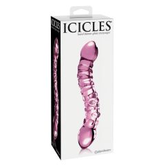 Icicles No. 55 - kétvégű, G-pont üveg dildó (pink)