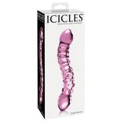 Icicles No. 55 - kétvégű, G-pont üveg dildó (pink)