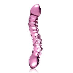 Icicles No. 55 - kétvégű, G-pont üveg dildó (pink)