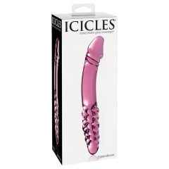 Icicles No. 57 - péniszes kétvégű üveg dildó (pink)