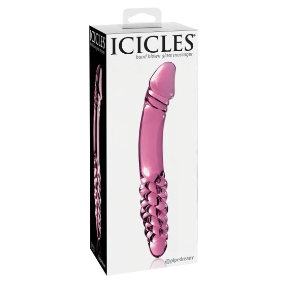 Icicles No. 57 - péniszes kétvégű üveg dildó (pink)