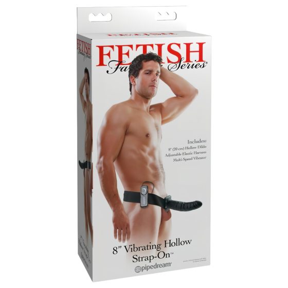 Fetish Strap-On 8 - felcsatolható, üreges vibrátor (fekete)