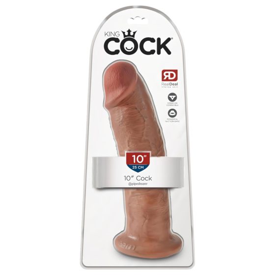 King Cock 10 - nagy tapadótalpas dildó (25cm) - sötét natúr