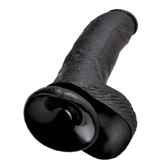 King Cock 9 - nagy tapadótalpas, herés dildó (23cm) - fekete