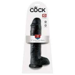   King Cock 11 - nagy tapadótalpas, herés dildó (28cm) - fekete