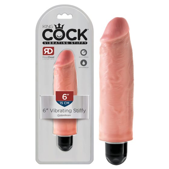 King Cock 6 Stiffy - vízálló, élethű vibrátor (15cm) - natúr