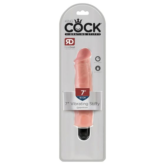 King Cock 7 Stiffy - vízálló, élethű vibrátor (18cm) - natúr