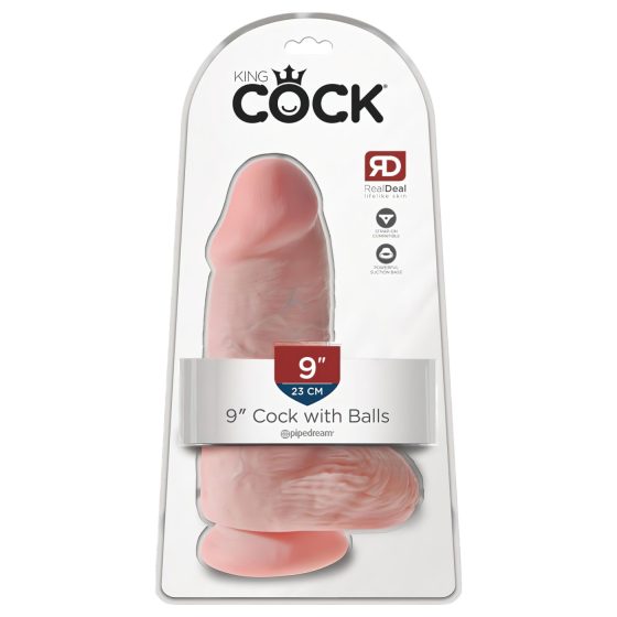 King Cock 9 Chubby - tapadótalpas, herés dildó (23cm) - natúr