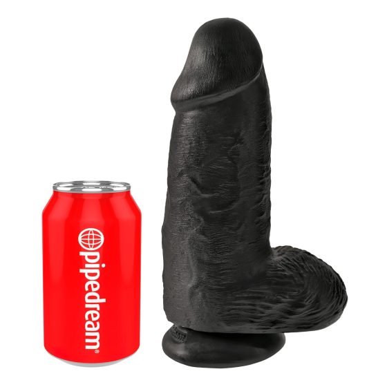 King Cock 9 Chubby - tapadótalpas, herés dildó (23cm) - fekete