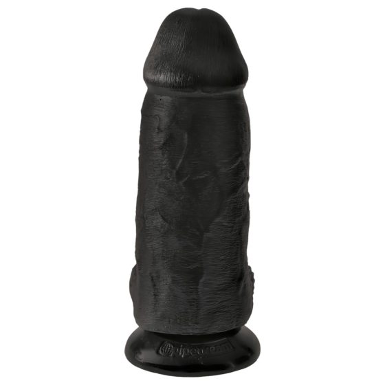 King Cock 9 Chubby - tapadótalpas, herés dildó (23cm) - fekete