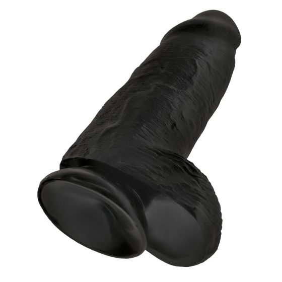 King Cock 9 Chubby - tapadótalpas, herés dildó (23cm) - fekete