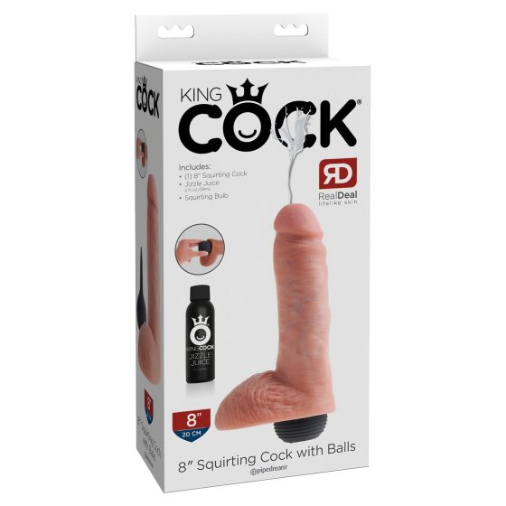 King Cock 8 - élethű spriccelő dildó (20cm) - natúr